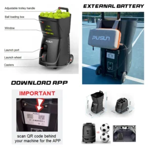 PT-Smart Portable Tennis Ball Machine – Auto Trainer, Adjustable Speed & Angle, 100-Ball Capacity with Remote Control - Image 5